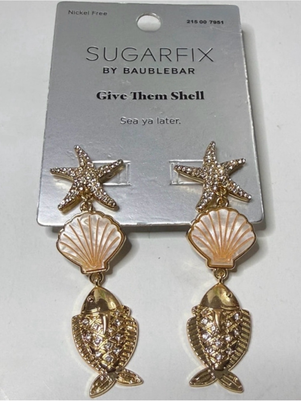 BAUBLEBAR Sparkling Nautical Mermaidcore Linear Sea Life Drop Earrings NEW NWT